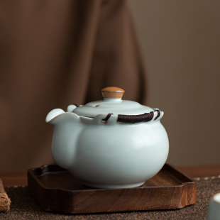 祈今朝天青汝窑手抓壶泡茶壶家用高档陶瓷功夫茶具泡茶器高档茶壶