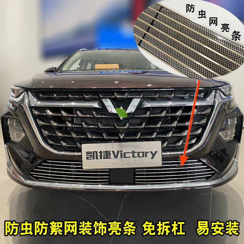 23款凯捷中网外观改装配件前脸保险杠防护专用防虫网装饰亮条用品