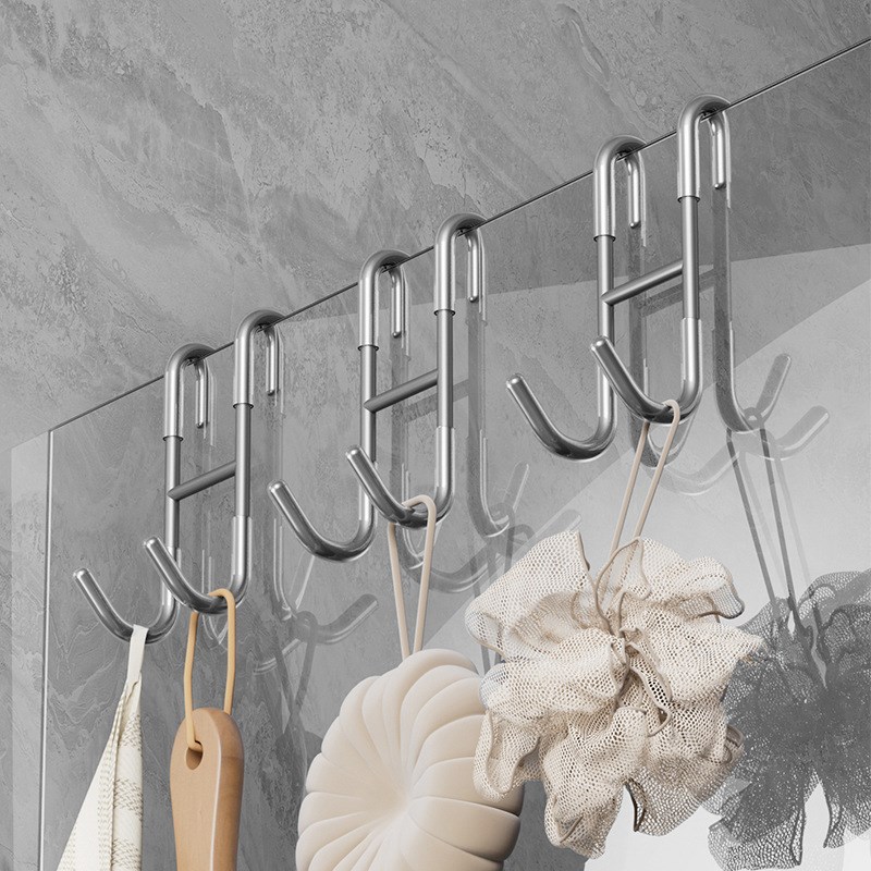 沐浴房挂钩卫生间悬挂式S型钩子免打孔浴室洗澡间玻璃门挂衣钩架