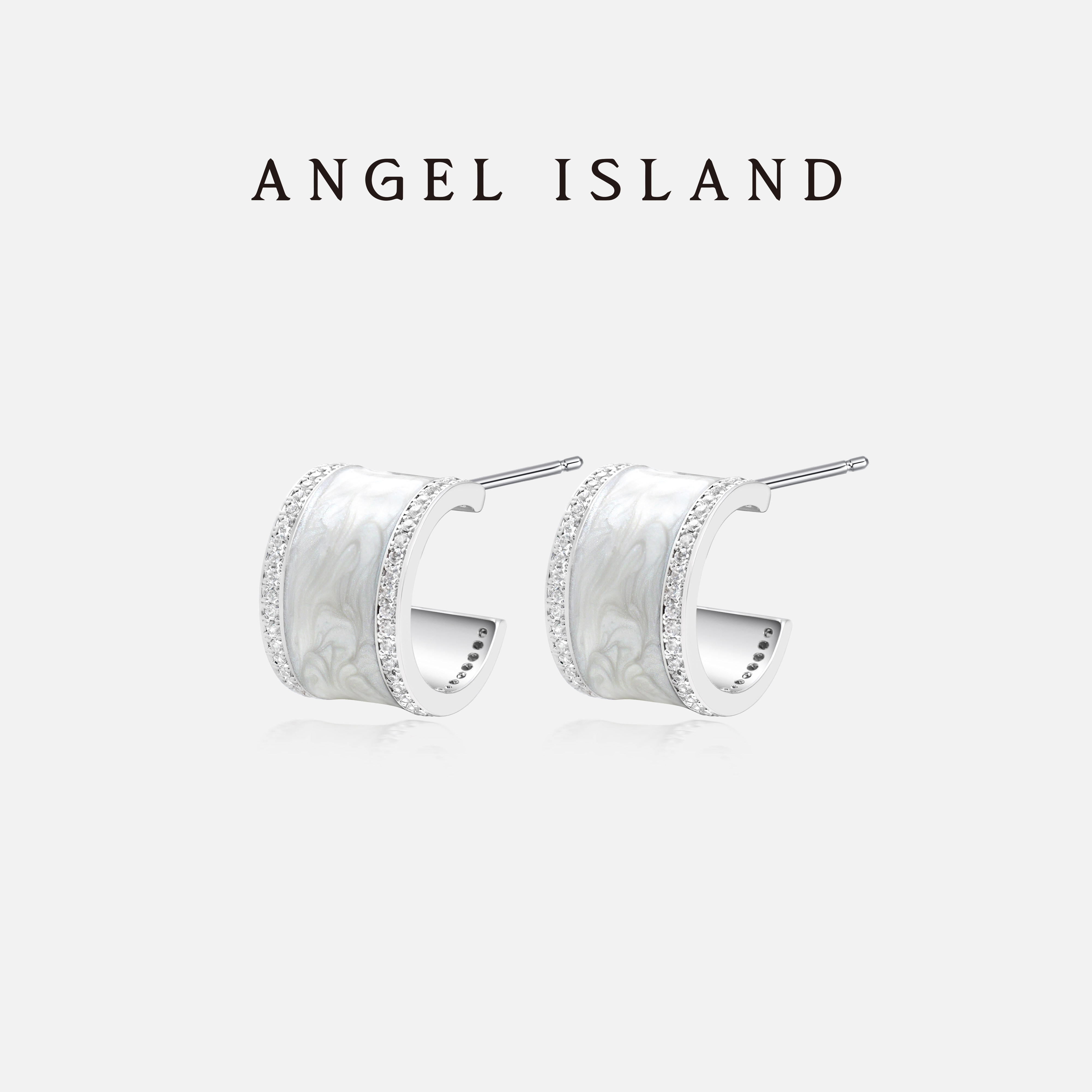 明星秦岚同款「Luna」白月光鎏彩滴釉锆石耳环ANGEL ISLAND天使岛