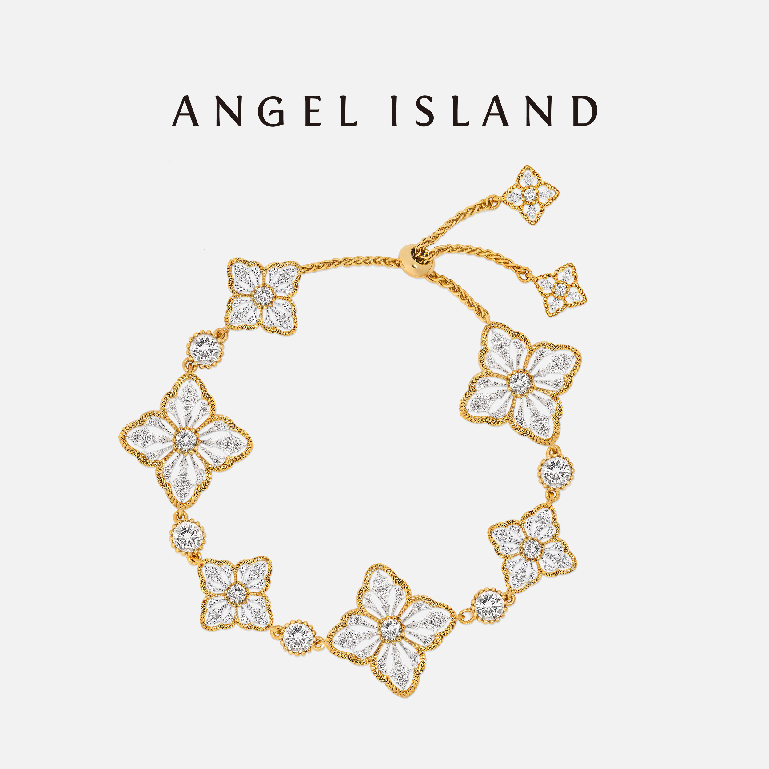 「Felina」镂空蕾丝柿蒂纹双色编织手链 ANGEL ISLAND天使岛 高级