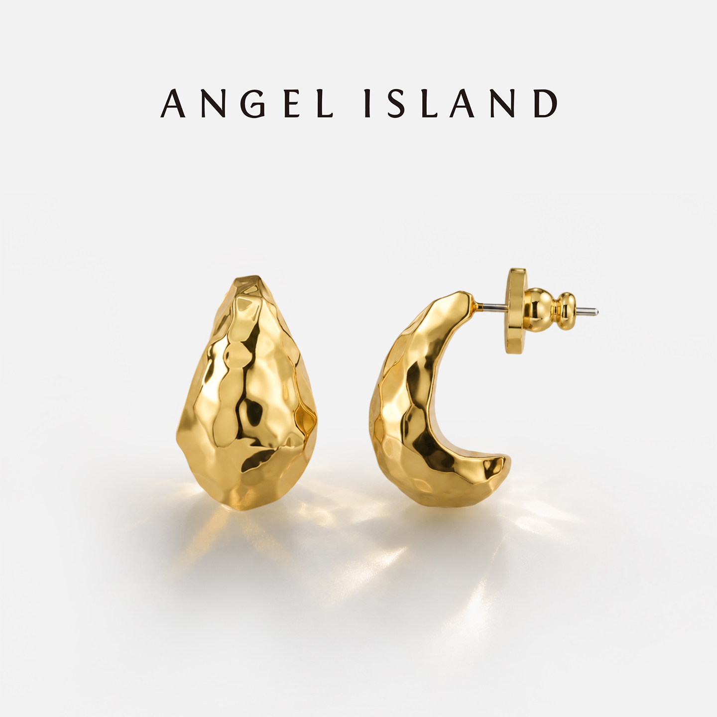 明星梅婷同款「见月」锤纹水滴耳钉女 ANGEL ISLAND天使岛 高级感