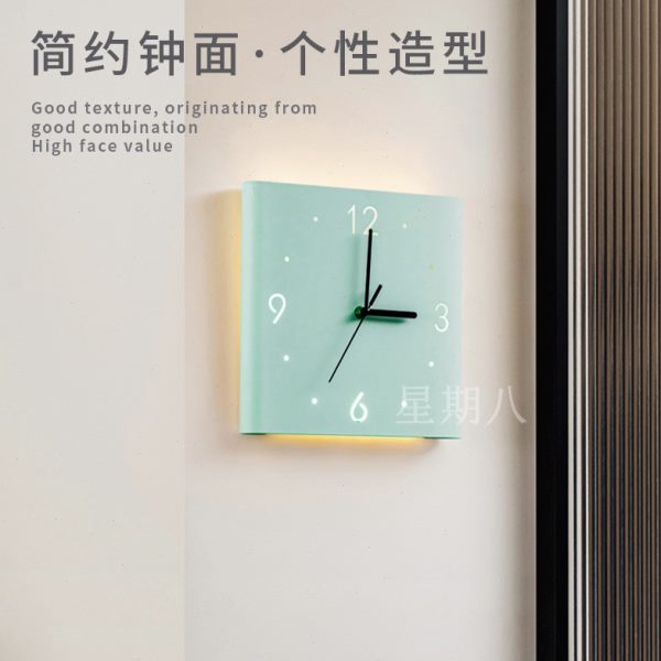 现代简约客厅餐厅过道卧室个性免打孔感应发光静音挂钟挂表小夜灯