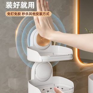 沥水家用新型置物架轻奢双层香皂盒子 太力免打孔肥皂盒吸盘壁挂式
