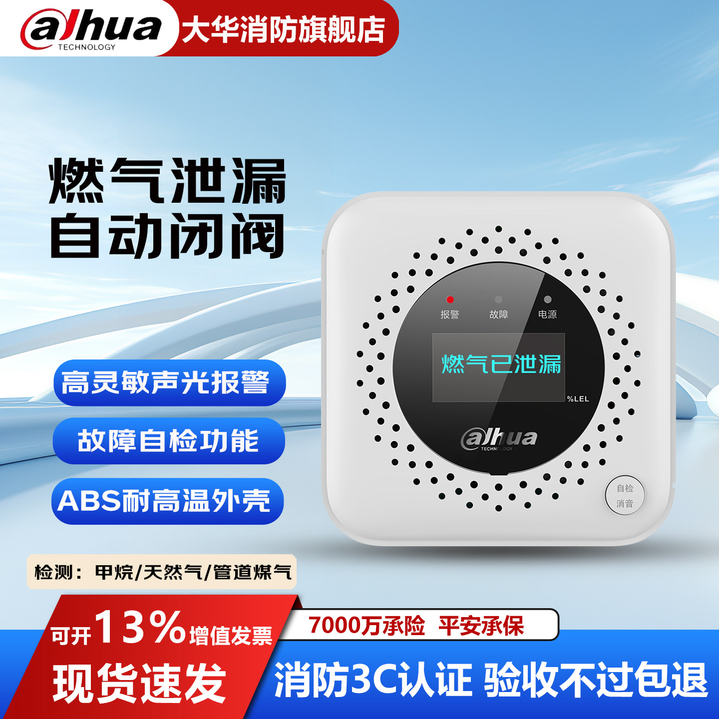大华燃气报警器家用厨房天然气泄漏报警器液化煤气一氧化碳探测器