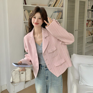 雅静靓衣2026春季樱花粉少女小香风短外套轻奢风高品质减龄外套