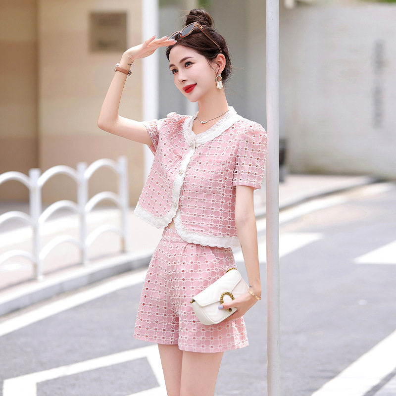 小香风短裤套装女夏季2026新款小个子减龄休闲时尚洋气显瘦两件套
