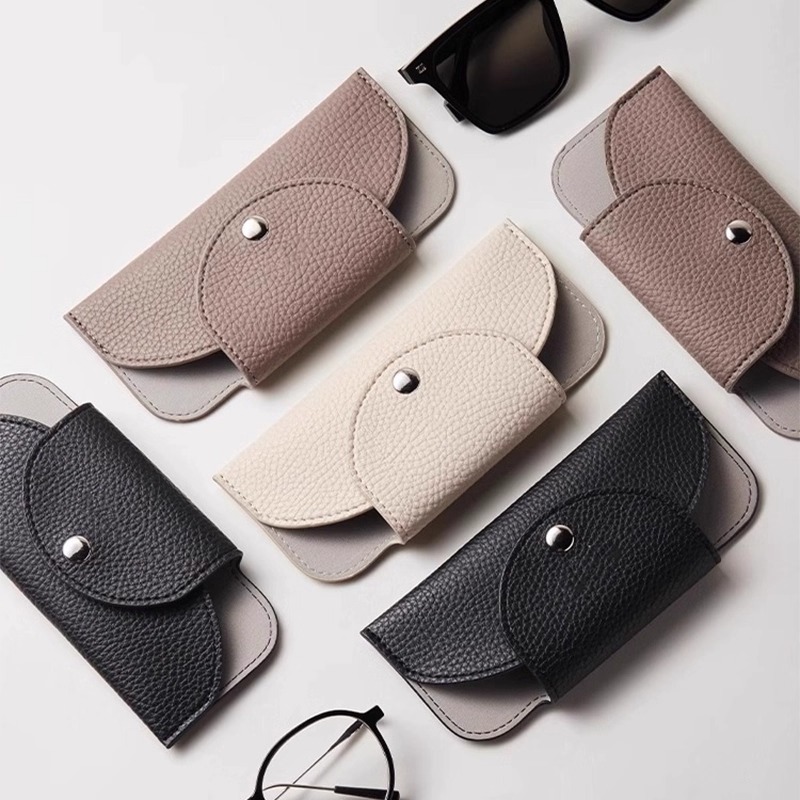 新款简约时尚皮革磁吸眼镜袋墨镜太阳镜收纳神器便携眼镜盒保护套