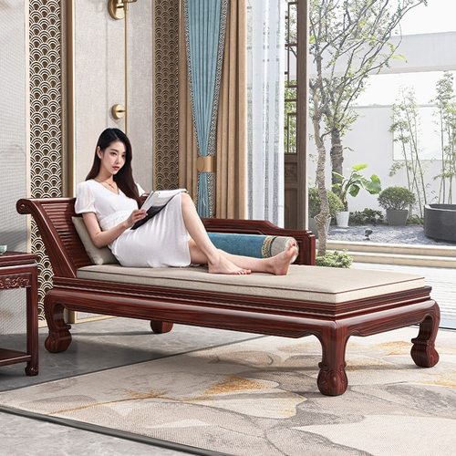 新中式酸枝木实木贵妃椅客厅贵妃榻阳台躺椅太妃椅卧室沙发椅