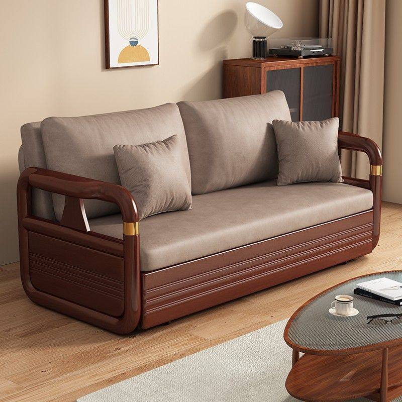 磨砂布实木可折叠客厅书房 两用多功能小户型单人双人推拉沙发床,住宅家具,沙发床,淘宝优惠券,粉丝福利购,淘宝优惠卷