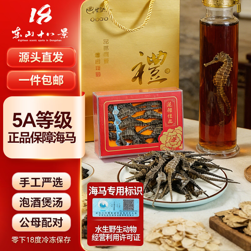 东山十八景正宗公母海马礼盒干货泡酒煲汤料滋补纹路海马海鲜干货
