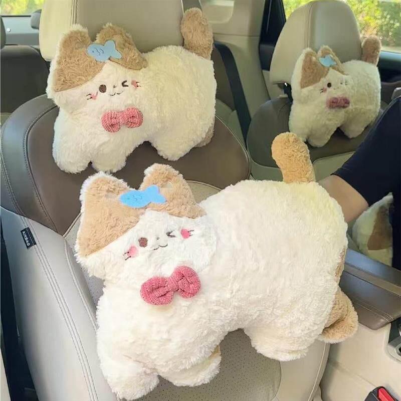 【新车的100个快递】可爱小猫头枕女士汽车座椅内饰装饰靠枕抱枕