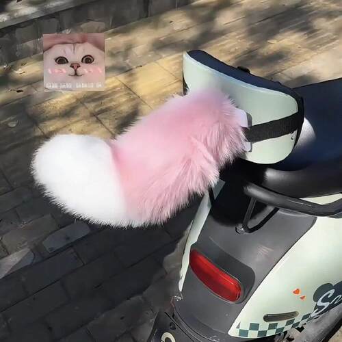 电动车猫尾巴滴滴会动车载尾部装饰摆件可声控遥控摇摆兽尾小道具