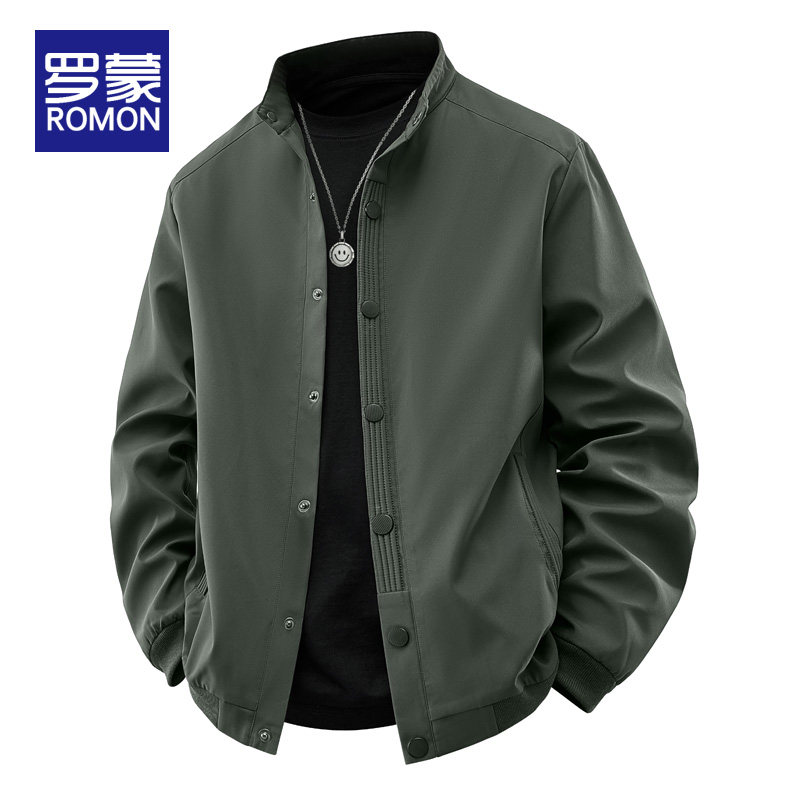 罗蒙外套男士春秋款立领宽松休闲夹克男装潮牌2026新款工装上衣男 - 罗蒙达盈专卖店出品