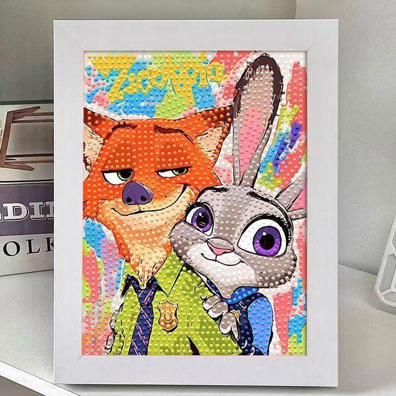 疯狂动物城钻石画diy狐狸和兔子卡通儿童手工贴钻画客厅卧室摆台,玩具/童车/益智/积木/模型,手工创意粘贴类,淘宝优惠券,粉丝福利购,淘宝优惠卷