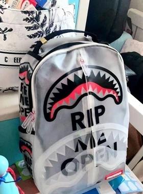 恶搞鲨鱼双肩包SG学生男女辣妹透明大容量潮牌背包休闲旅行书包大