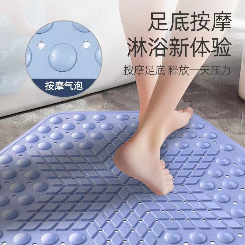 浴室防滑垫纯色淋浴房卫生间洗手间防摔带吸盘垫子家用洗澡按摩垫