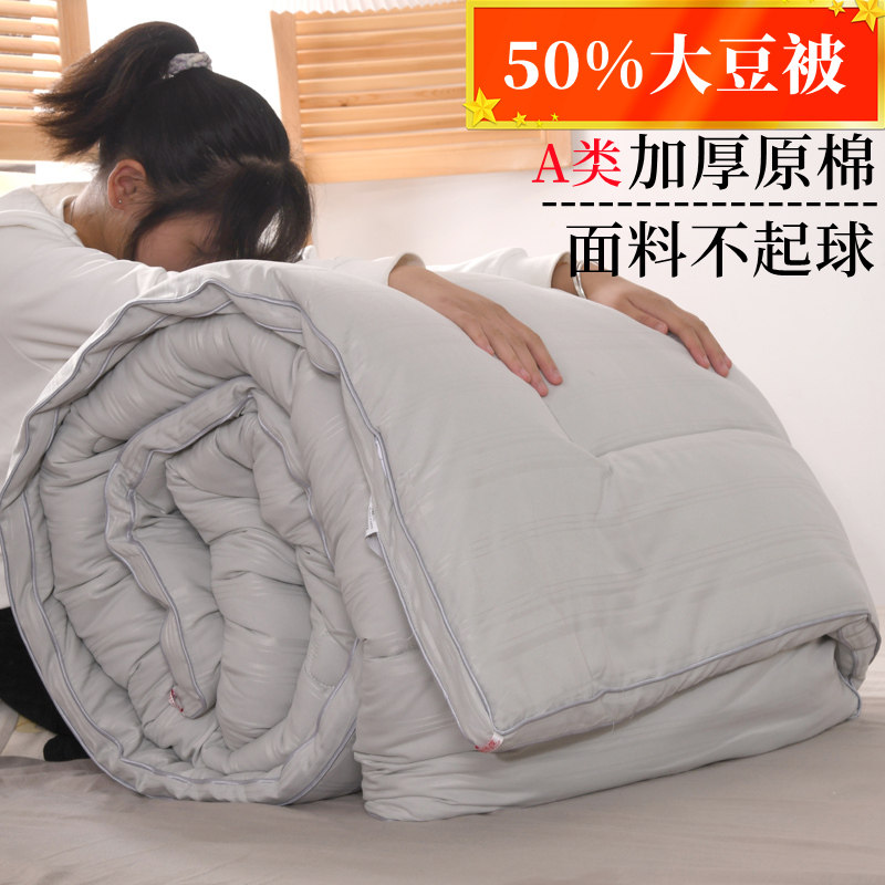 出口A类全棉50%大豆纤维被春秋空调夏凉被四季通用九孔软糯冬被厚