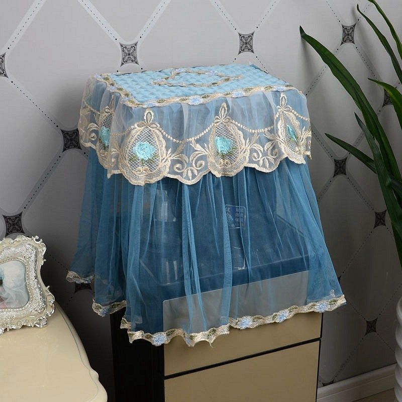 茶吧机罩顶部盖巾防尘罩方形盖布饮水机刺绣花朵电器水桶套小蓝玫