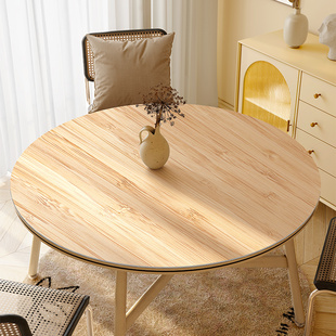 木纹圆桌桌布防水防油防烫免洗圆形桌垫pvc原木餐桌垫茶几垫