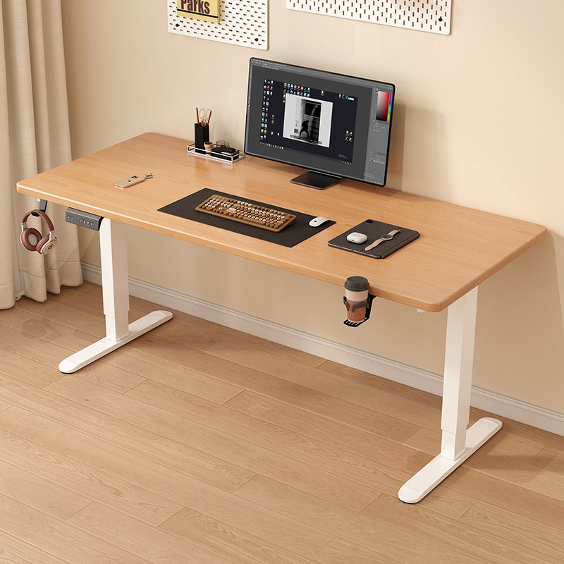 实木电脑桌台式家用书桌升降写字桌工作台办公桌长方形桌子工作台