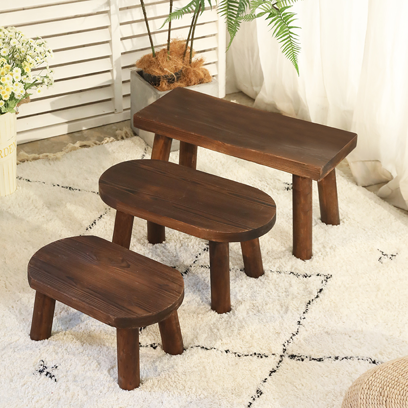 实木小凳子进门换鞋凳儿童小板凳茶几圆形矮凳子木头客厅家用小型