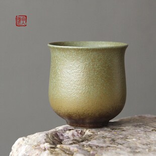 大号茶杯家用陶瓷客杯一口杯功夫茶具主人杯窑变陶杯子 复古日式