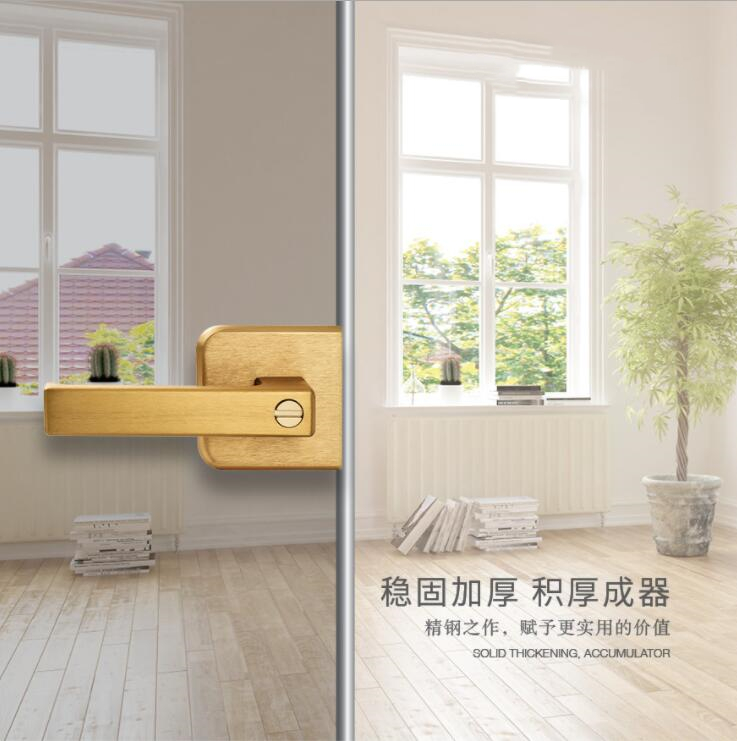 1618极窄平开门锁极简卫生间浴室玻璃钛镁铝合金门锁通用型门把手