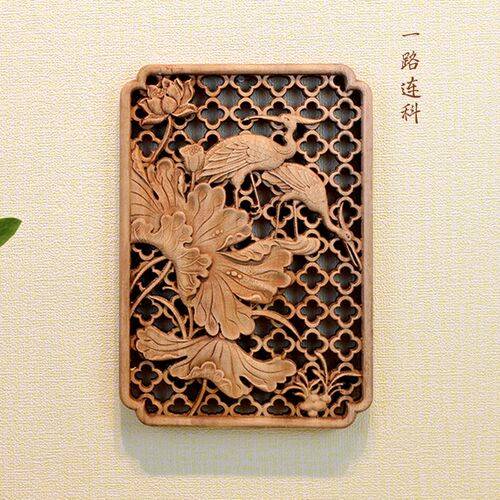 东阳木雕明清古典工艺实木镂空雕刻壁画挂件背景墙香樟梅兰竹菊