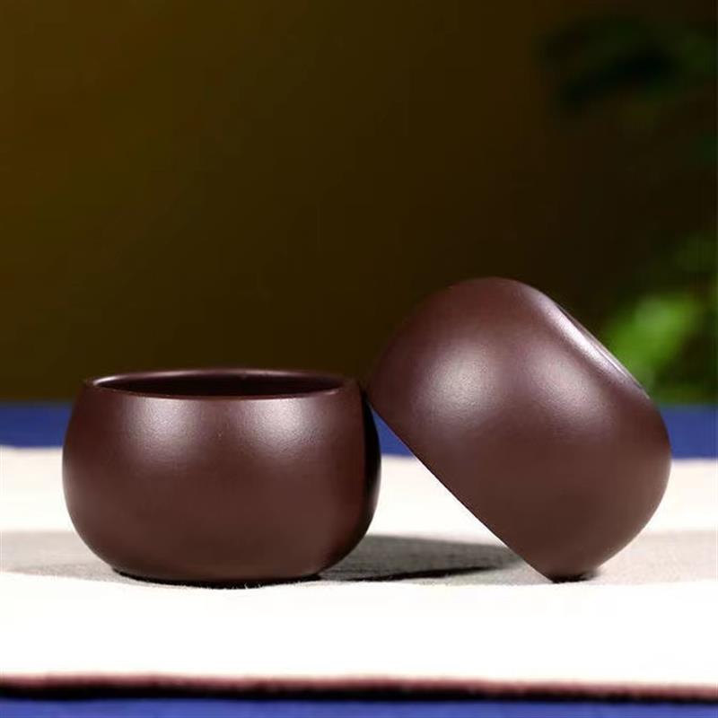 50毫升宜兴紫砂壶纯手工口杯原矿紫砂喝茶杯子品名杯原矿紫朱泥杯