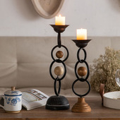 侘寂风铁艺烛台家用摆件创意餐厅烛光晚餐装 饰品民宿浪漫蜡烛台