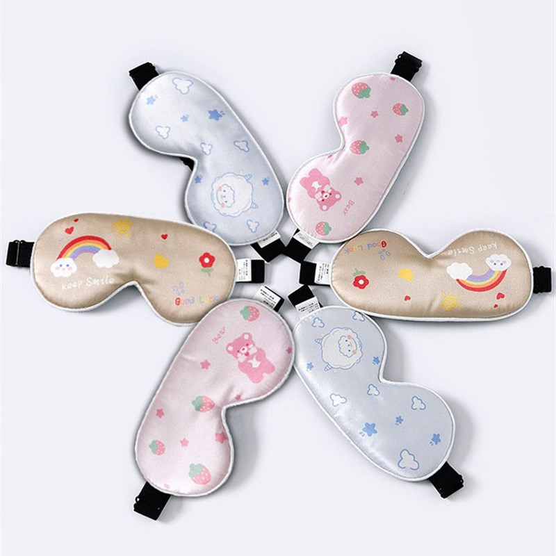 19姆米儿童真丝眼罩卡通透气遮光睡眠护眼罩男女童可调节午休专用