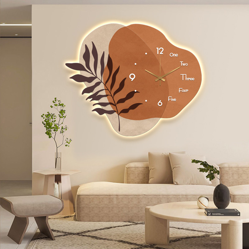 清新奶油风装饰画发光氛围钟表led灯挂画餐厅客厅卧室儿童房壁画