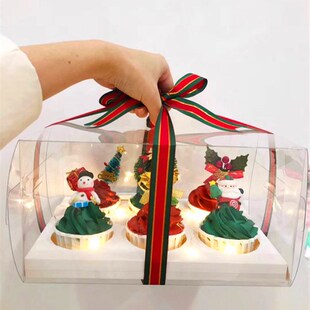 迷你杯子蛋糕包装 马芬杯子打包盒手提蛋糕盒子 盒透明4粒6粒12粒装