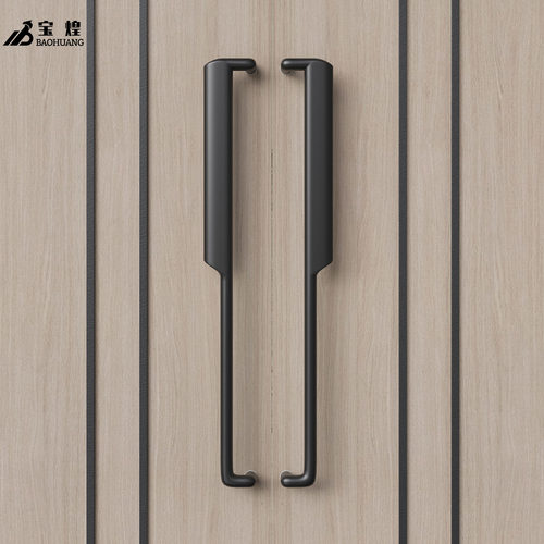 现代极简玻璃门拉手酒店包间定制加厚不锈钢框双开推拉实木门把手