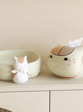 客厅电视柜桌面玄关纸巾盒钥匙收纳装饰品抽纸盒娘口三三猫咪