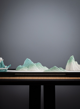 中式创意家居沙盘枯山水刘钱陶瓷假山玄关茶室鱼缸造景装饰品