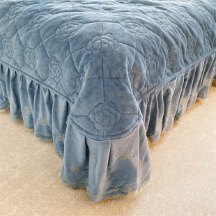 婴儿绒加厚夹棉床盖单件珊瑚绒三件式床组炕单四件套