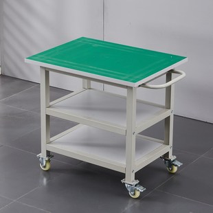 静电移动带轮工业周转双层手推车打包桌操作工作台