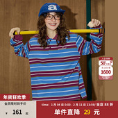 polo领松弛感长袖 coolhut多巴胺穿搭美式 校园风条纹新款 卫衣女