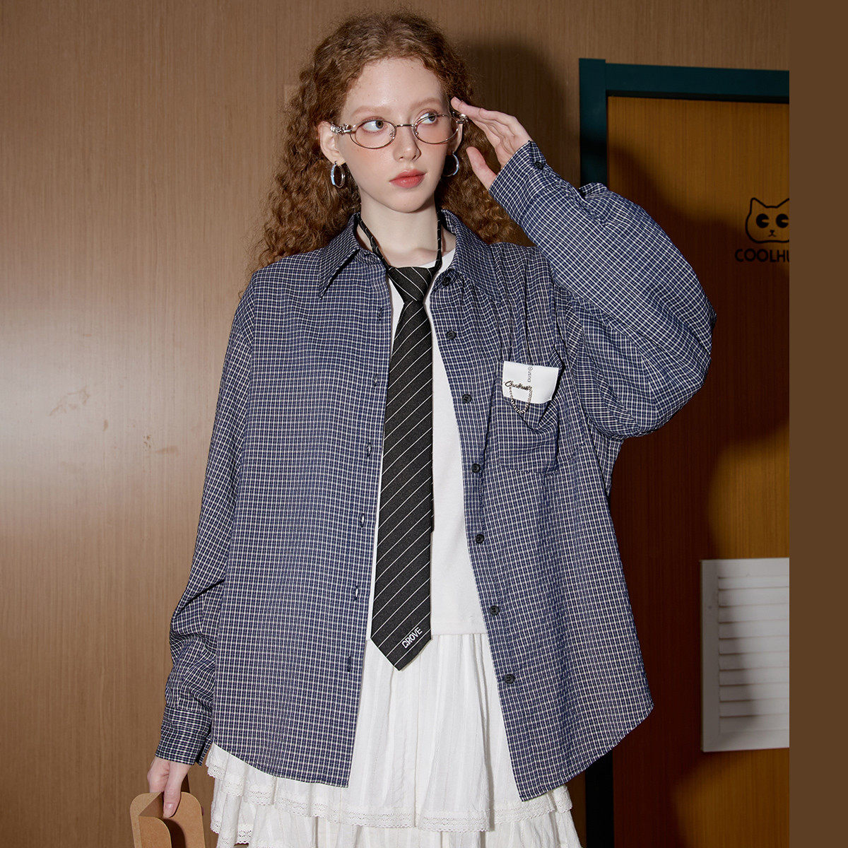 coolhut复古格子宽松学院风休闲气质2026春女式衬衫通勤舒适叠穿,女装/女士精品,衬衫,淘宝优惠券,粉丝福利购,淘宝优惠卷