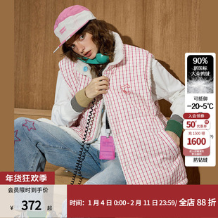 coolhut美式90绒格纹两面穿百搭慵懒风甜美2026冬季女式羽绒马夹