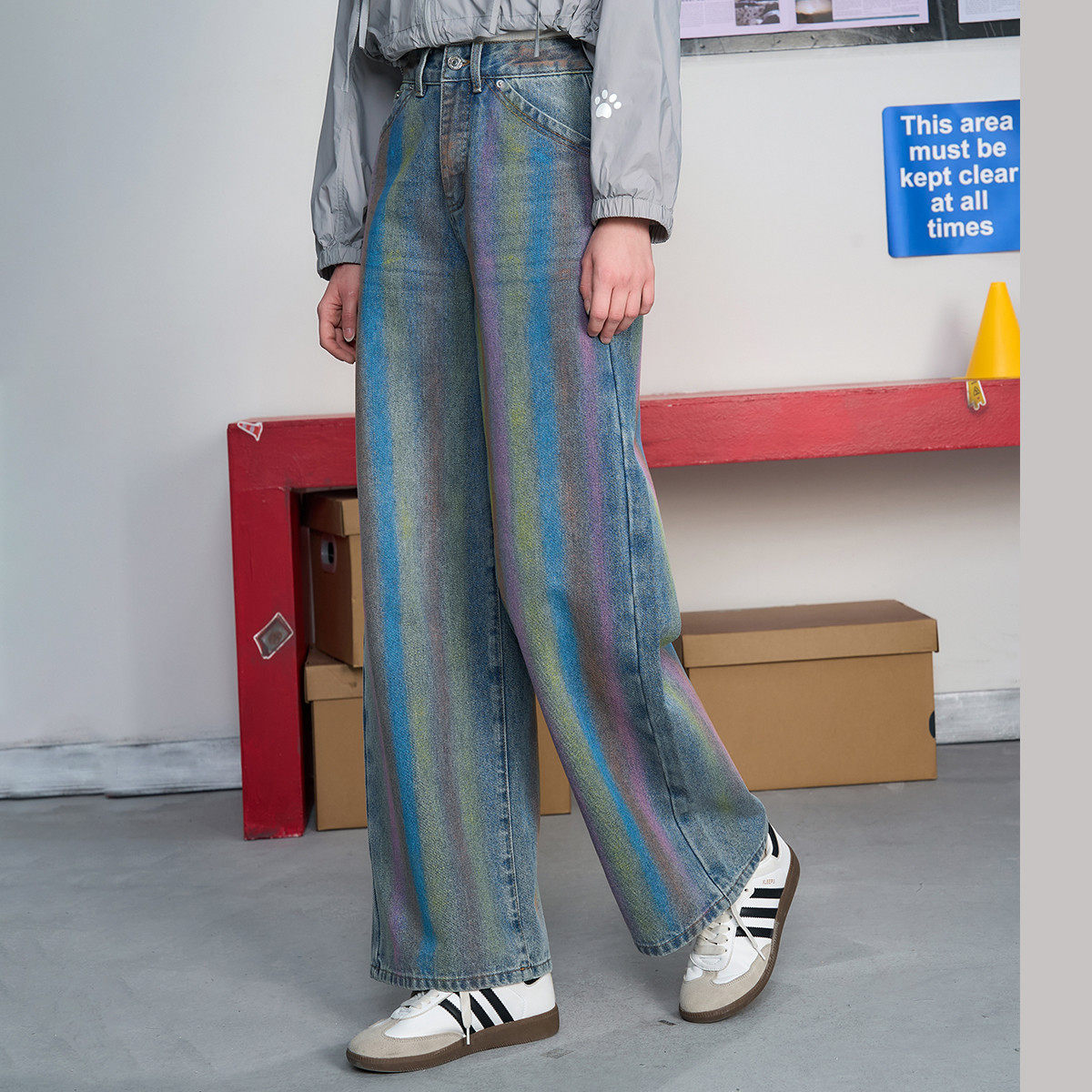 coolhut美式彩绘高腰涂鸦高街宽松阔腿直筒长裤2025夏女式牛仔裤,女装/女士精品,牛仔裤,淘宝优惠券,粉丝福利购,淘宝优惠卷