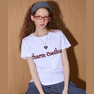 简约休闲 coolhut美式 慵懒字母宽松圆领百搭2025夏季 女式 T恤短袖