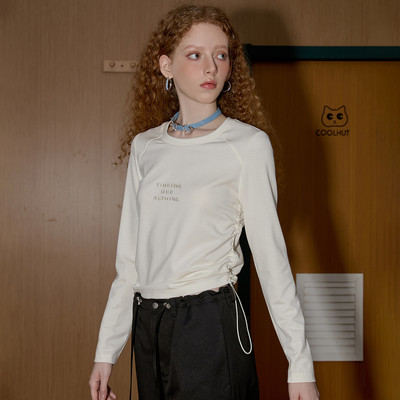 美式复古抽绳圆领修身T恤