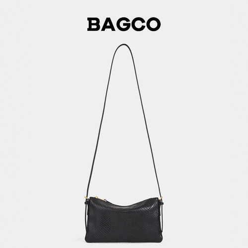 BAGCO“蟒纹手拿包”头层牛皮蟒纹双肩带可调节斜挎包单肩包