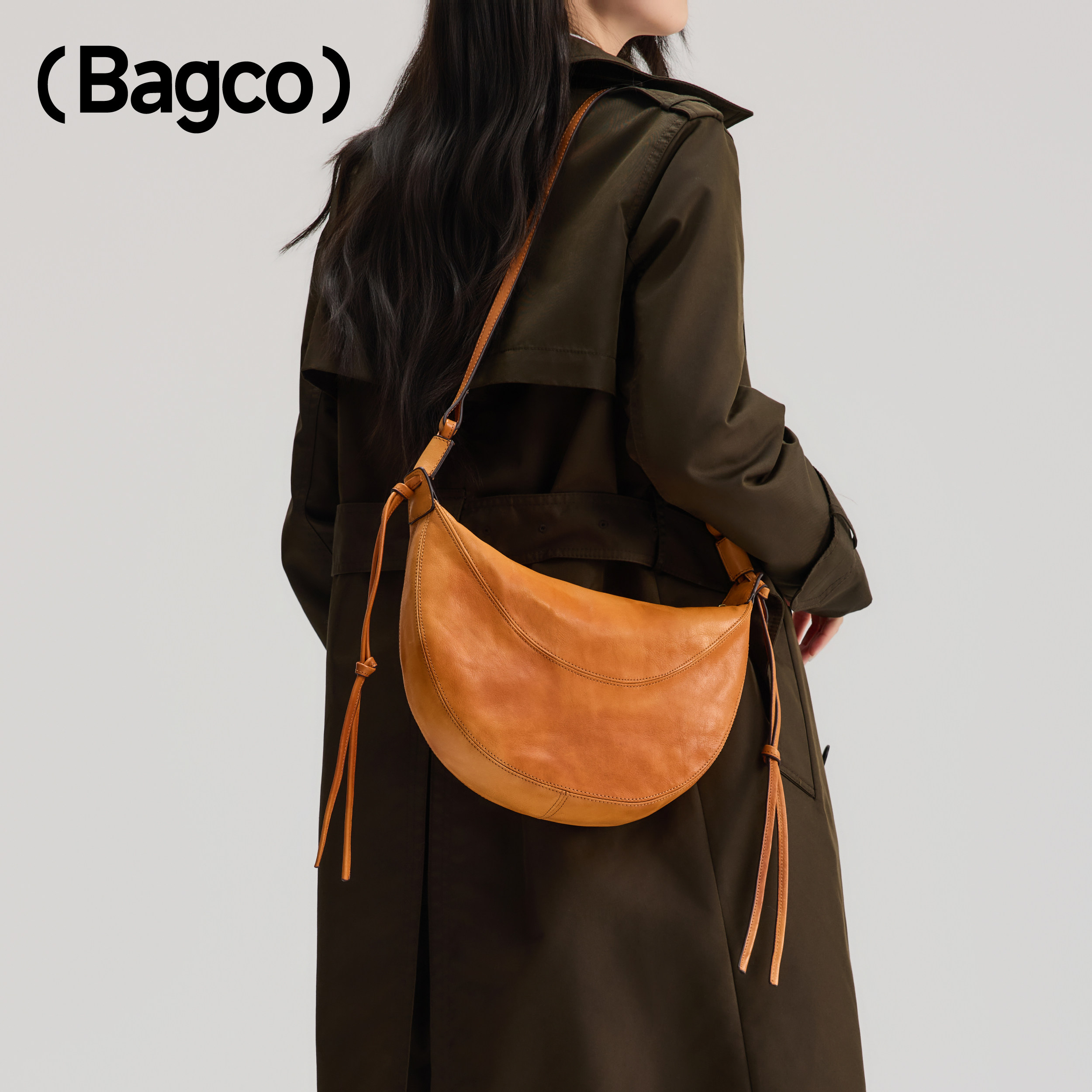 BAGCO“半月包”高级感半圆牛皮马鞍包质感手提包单肩包斜挎包,箱包皮具/热销女包/男包,马鞍包,淘宝优惠券,粉丝福利购,淘宝优惠卷