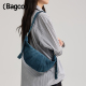 BAGCO 磨毛重工牛角包水洗做旧牛仔腋下包单肩斜挎包饺子包