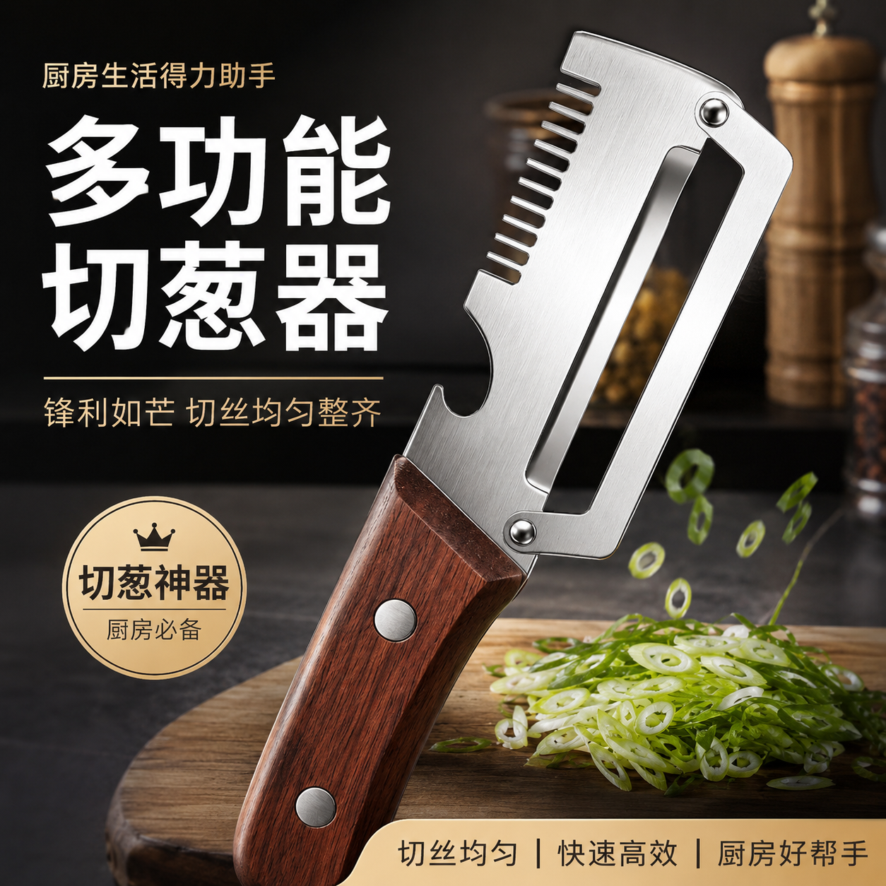 多功能切葱器厨房工具锋利如芒切丝均匀整齐不锈钢削皮器厨房生活