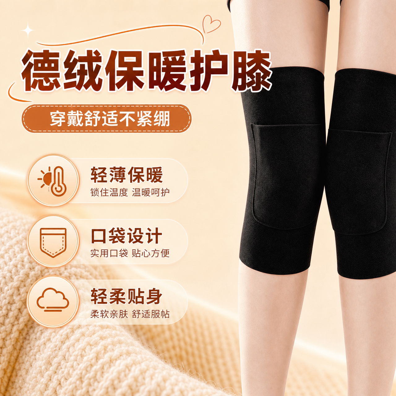 德绒保暖护膝亲肤舒适冬季更保暖